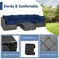 thumbnail image 4 of Canddidliike Patio Furniture Sets, 7 Pieces Patio Rattan Furniture Set Sectional Sofa Garden Cushion-Navy, Wicker Sofa Small Patio Conversation Couch for Garden, Poolside, 4 of 7