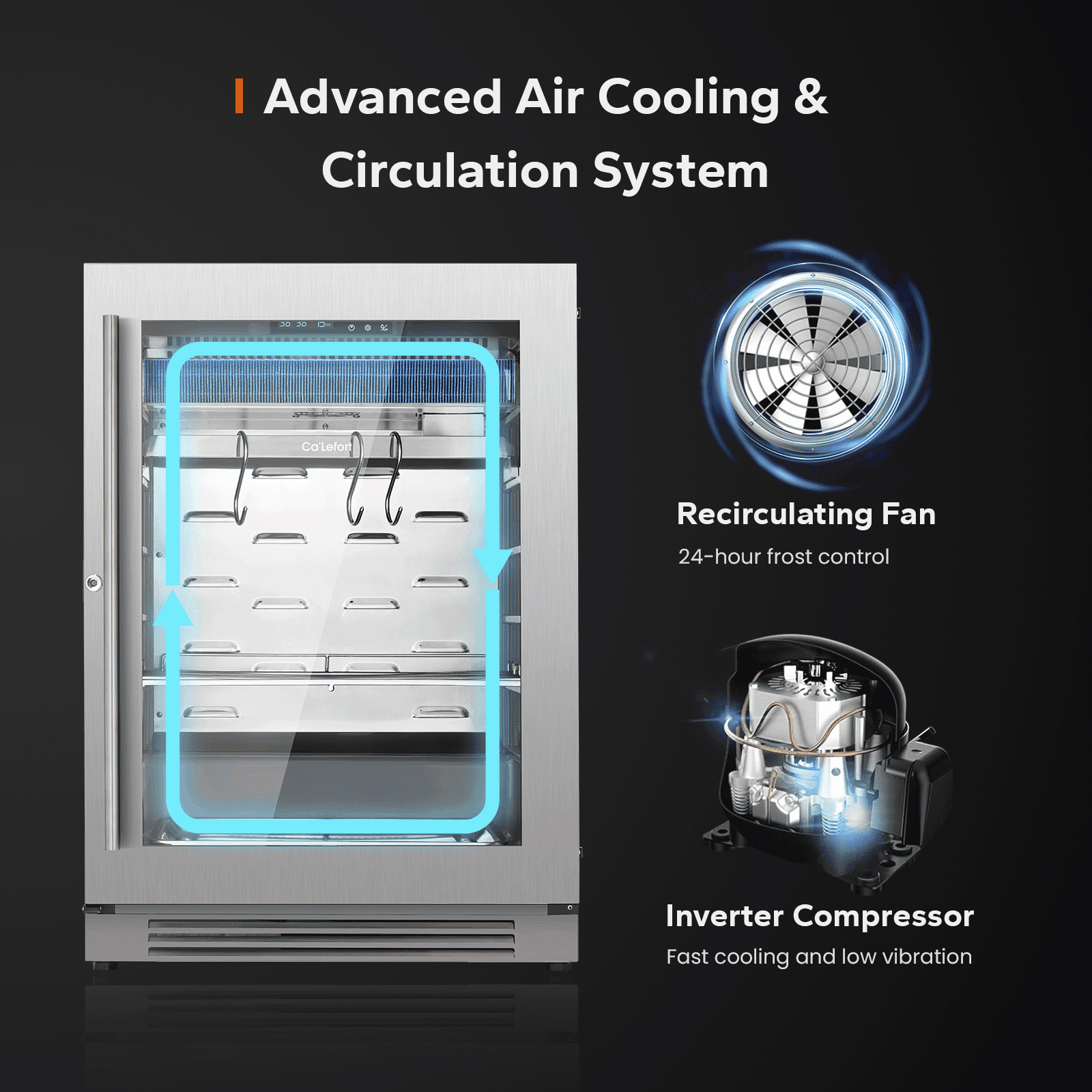 Ca'Lefort Dry Aging Fridge for Steaks, 3.78 cu.ft. Meat Ager Refrigerator for Restaurant/Bar/Kitchen/Home with Dual-Layer LOW-E Glass