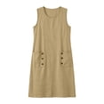 thumbnail image 4 of QUNYINEY Solid Sundress Women Midi Sleeveless Cotton Linen Casual Tank Dress Summer Crew Neck with Pockets Loose Fit Dresses, 4 of 7