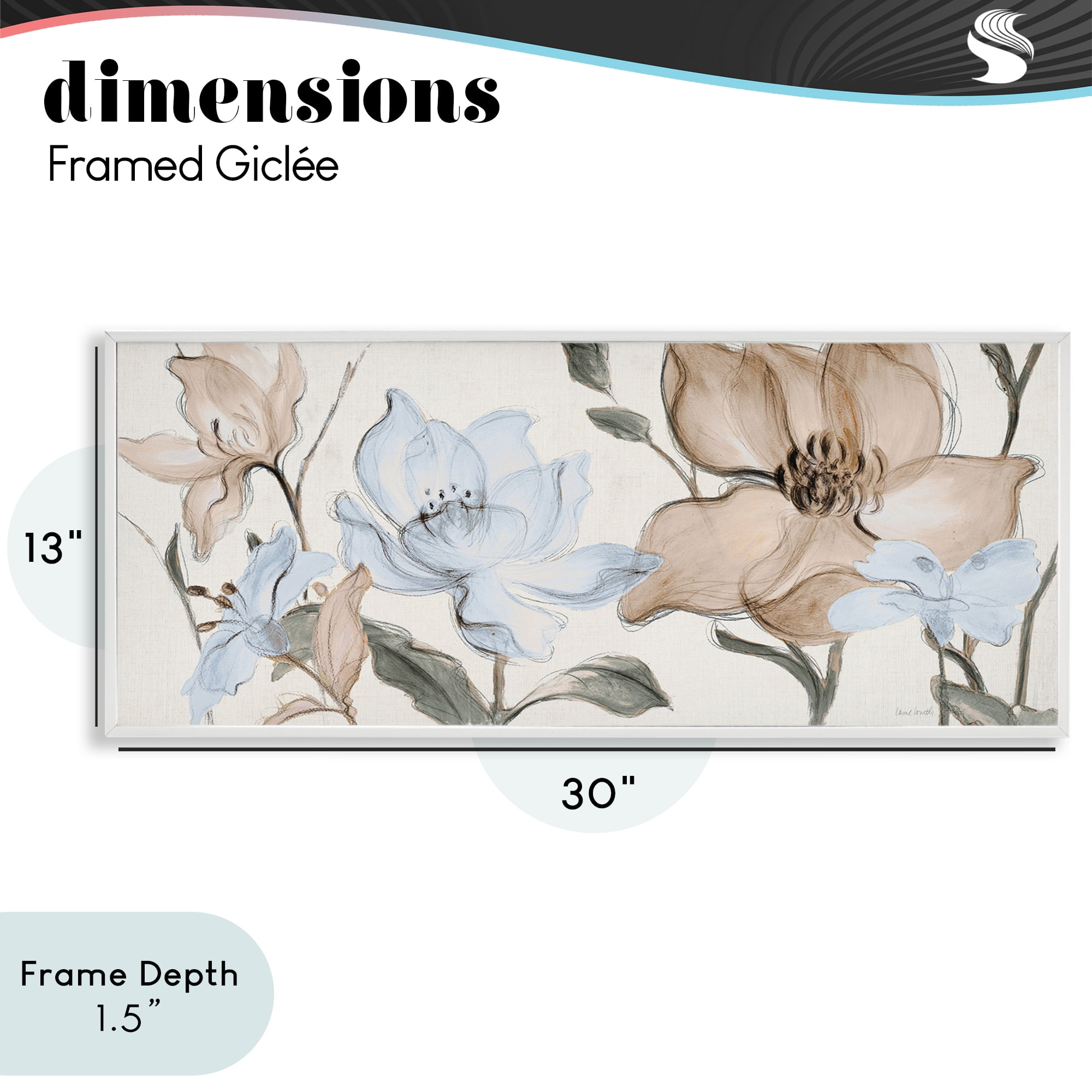 Stupell Industries Soft Whispering Florals White Framed Giclee Art, design by Lanie Loreth
