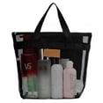 thumbnail image 1 of TOPASION Bolsa de malla para ducha, organizador de baño y artículos de tocador portátil para colgar con cremallera para viajes, gimnasio, camping, dormitorios universitarios, playa (negro), 1 of 5
