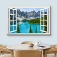 thumbnail image 3 of wall26 Canvas Print Wall Art Window View Landscape Bright Blue Lake &amp; Forest Nature Wilderness Photography Modern Art Rustic Scenic Colorful Multicolor for Living Room, Bedroom, Office - 12", 3 of 5