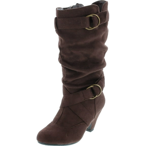 Link Little Girl's Pauline-38 Kitten Heel Boots with Decorative Buckles