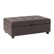 Pemberly Row Brown Faux Leather Upholstered Contemporary Storage Ottoman