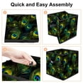 thumbnail image 4 of Peacock Feathers Foldable Toy Storage Basket with Handle, 10.8"x10.5"x10.6", Large Capacity Storage Box Organizer Bins, 4 of 6