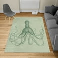 thumbnail image 2 of Octopus Turkish Area Rug, Monochrome Marine Animal Tentacles in Sketch Subaquatic Life Art, Soft Carpet for Living Room Decor with Distressed Look, 6.6' X 9.6', Laurel Green, by Ambesonne, 2 of 4