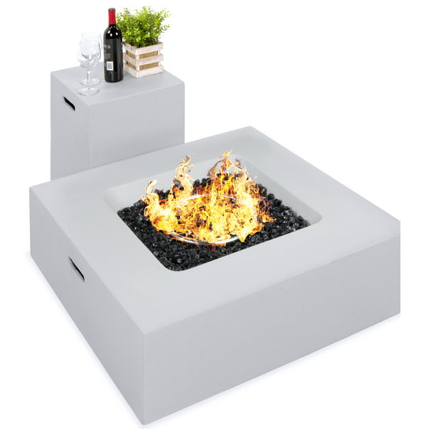 Side Table Tank Storage Cover, Propane Fire Pit Table With Glass Beads