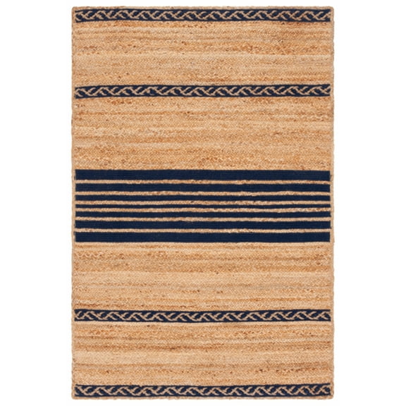 SAFAVIEH Natural Fiber Seanna Striped Area Rug, Natural/Navy, 3' x 5'