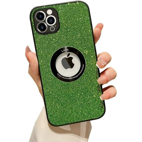 Compatible with iPhone 14 Pro Case Glitter Bling Sparkly Shiny Case Camera Protection Soft TPU Shockproof Back Cover for Women Girl Green