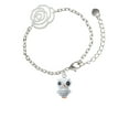 thumbnail image 2 of Delight Jewelry Resin White Snow Owl Silver-tone Flower Link Chain Bracelet, 6.75"+2" Extender, 2 of 4