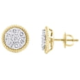 thumbnail image 3 of 10K Yellow Gold Diamond Rope Milgrain Flower Cluster Stud 11mm Earrings 1 CT., 3 of 5