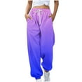thumbnail image 2 of Black Cargo Pants Women Women Gradient Fashi0n Sports Loose Casual Wide Leg Drawstring Pocket Sweatpants Long Pants Oversized Sweatpants for Women, 2 of 5