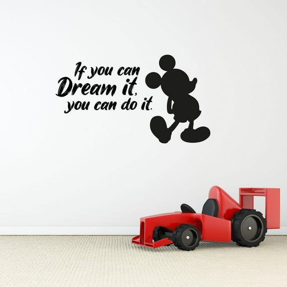 Mickey Mouse If You Can Dream It Life Postive Quote Wall Sticker Art Decals for Girls Boys Room Bedroom Nursery Kindergarten House Fun Home Decor Stickers Wall Art Vinyl Decoration Size (6x10 inch)