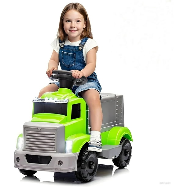 Yeshouse 6V de paseo en camión para niños pequeños - coche eléctrico w/ amplio almacenamiento, música, luces LED, batería recargable y botón de inicio fácil, juguete de interior/al aire libre