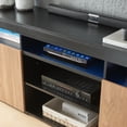 thumbnail image 2 of Lenexa 68" TV Console Table for TVs up to 75", Media Console Table Entertainment Center with RGB LED Lights and 2 Storage Cabinets, Black w/ Walnut Doors, 2 of 6