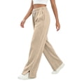 thumbnail image 4 of Women's High Waist Drawstring Casual Wide Leg Pants With Split Hem And Pockets, 4 of 7