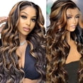 thumbnail image 2 of RKSTN Mid Split Toupee Brown Center-Parted Long Curly Wavy Lace Front Synthetic Wig, 2 of 8