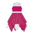 thumbnail image 4 of LiiYii Girls Kids Sleeveless Ballet Praise Lyrical Dress Color Block Modern Contemporary Ballroom Hot Pink 16, 4 of 5