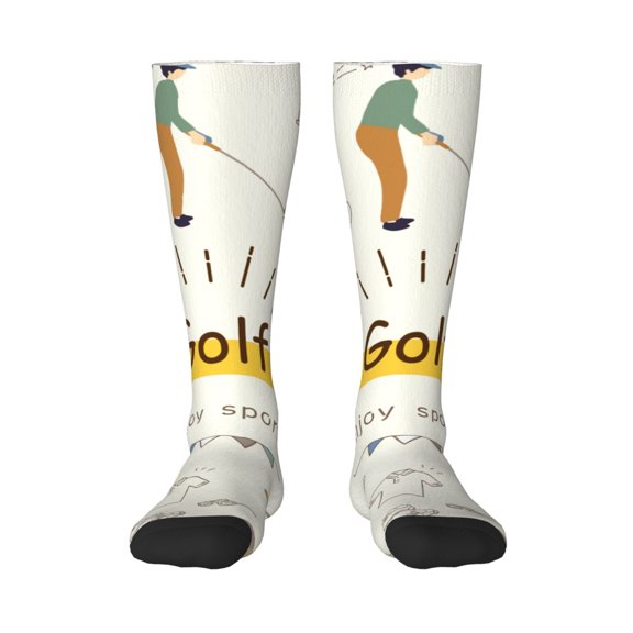 Hirioo Golf Icons And Golfer for Adult Stockings Breathable Sock Non-Pilling,Contrasting Color Design