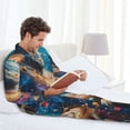 thumbnail image 6 of Sikiie Colorful Planet Universe Mens Pajama Set, Soft Warm Long Sleeve Sleepwear, Cozy Button-Down Pjs for Men-Medium, 6 of 7