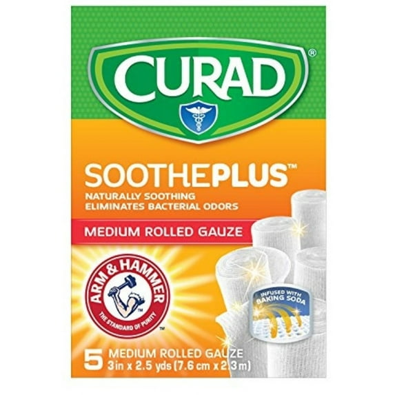 Curad Soothe Plus Medium Rolled Gauze, 5 Each - (Pack of 3)
