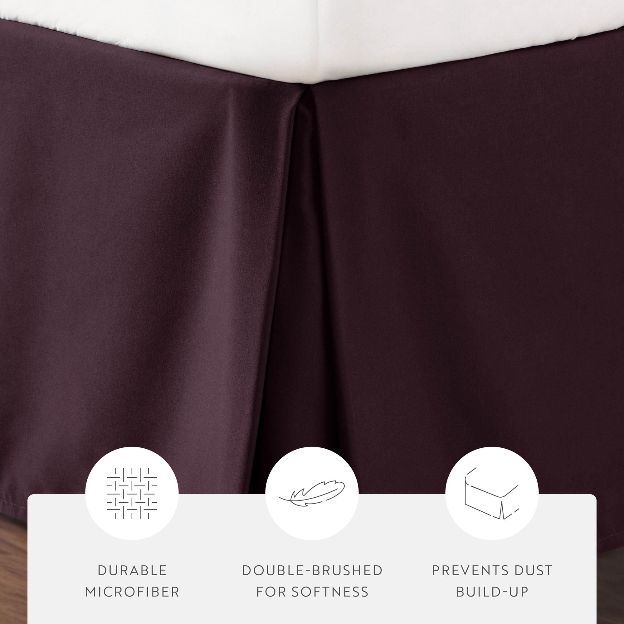 Noble Linens Purple Pleated Dust Ruffle Bed Skirt, CalKing