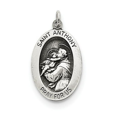 Sterling Silver Engravable Antiqued Saint Anthony Medal