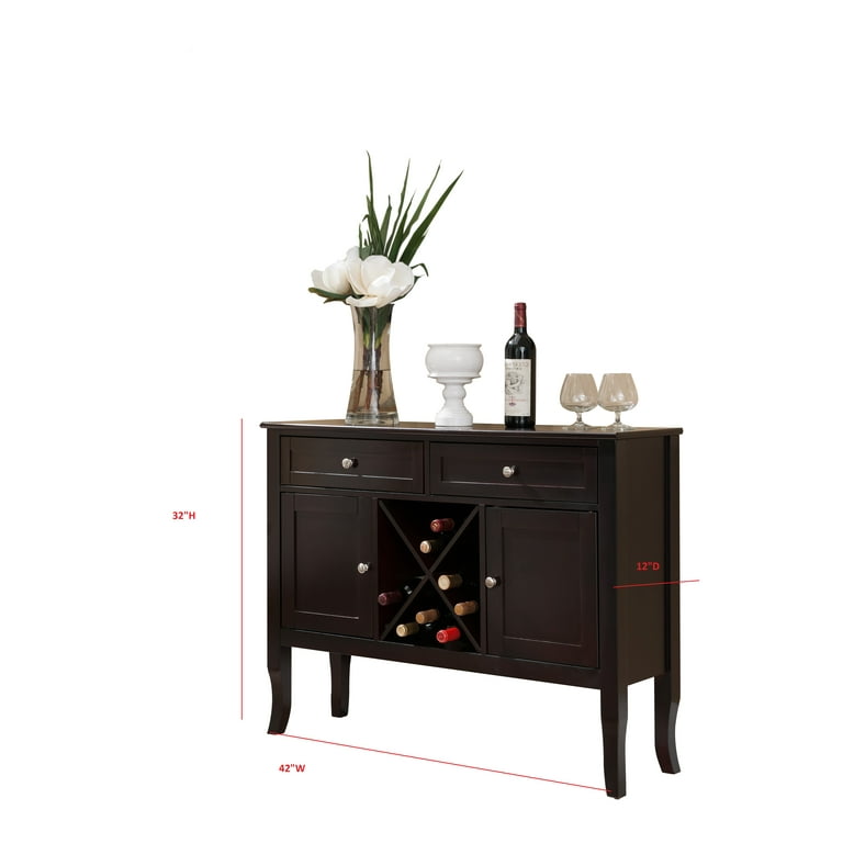 Black Cherry Buffet with Storage Coffee Bar Cabinet Wine Racks