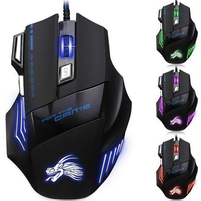 VONKY Souris de Jeu Filaire 1/2/3 7 Boutons Rétroéclairée USB Accessoires Informatiques RGB Silencieuse 5500 DPI Rétroéclairage Souris pour Ordinateur Portable Bureau 13x8.5x4cm 1 Pce