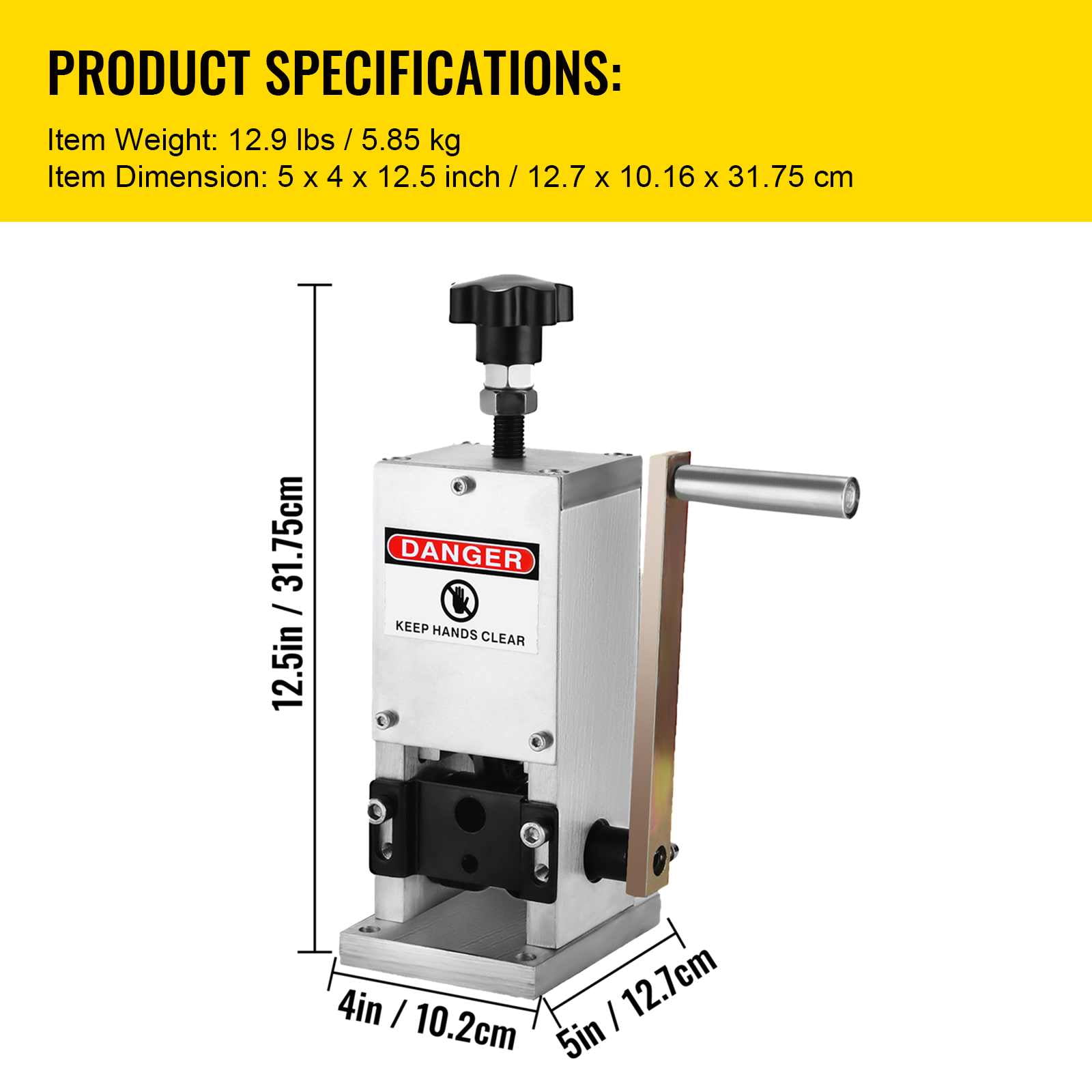 VEVOR Manual Wire Stripping Machine 0.06-0.98 inches Wire Stripper Machine with Hand Crank Portable Wire Stripping Tool