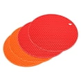 thumbnail image 1 of Silicona Salvamanteles para Caliente Ollas y Sartenes 4uds, Multipropósito Caliente Almohadillas Soportes Olla, para Platos, Microondas Estera, Secado Estera-Naranja+Rojo, 1 of 5