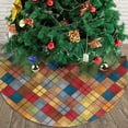 thumbnail image 3 of Falda para árbol de Navidad con estampado de tartán a cuadros, color marrón, suave y divertida, decoración navideña de granja de 36", 3 of 4