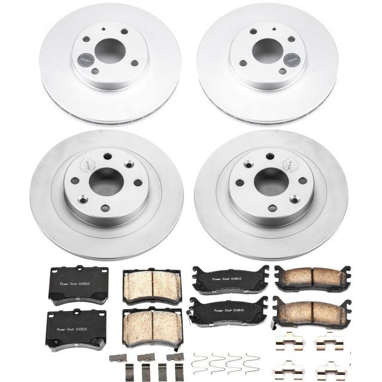 PowerStop Front and Rear Geomet Coated Brake Rotor and Pad Kit Fits: FORD MAZDA MERCURY Select Models CRK5931