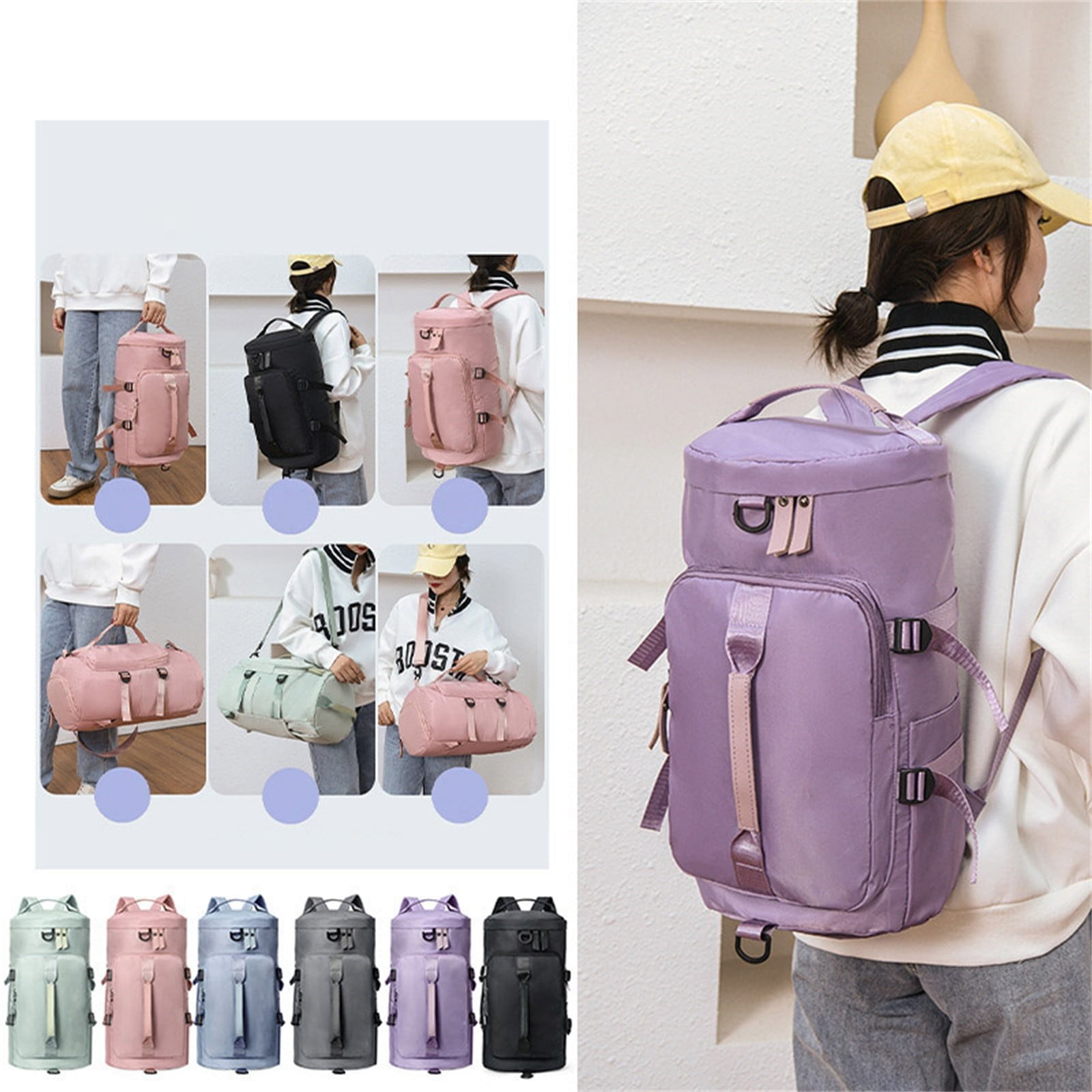 JAHH Gym Bag for Women Wet Pocket Overnight Bags Yoga Travel Swimming Camping Lightweight Men Sports Duffle Bag with Shoe Compartment