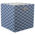 thumbnail image 1 of Design Imports CAMZ37956 Cube de Rangement Carré en Polyester 13 x 13 x 13 Po. Vagues, Bleu Nautique, 1 of 2