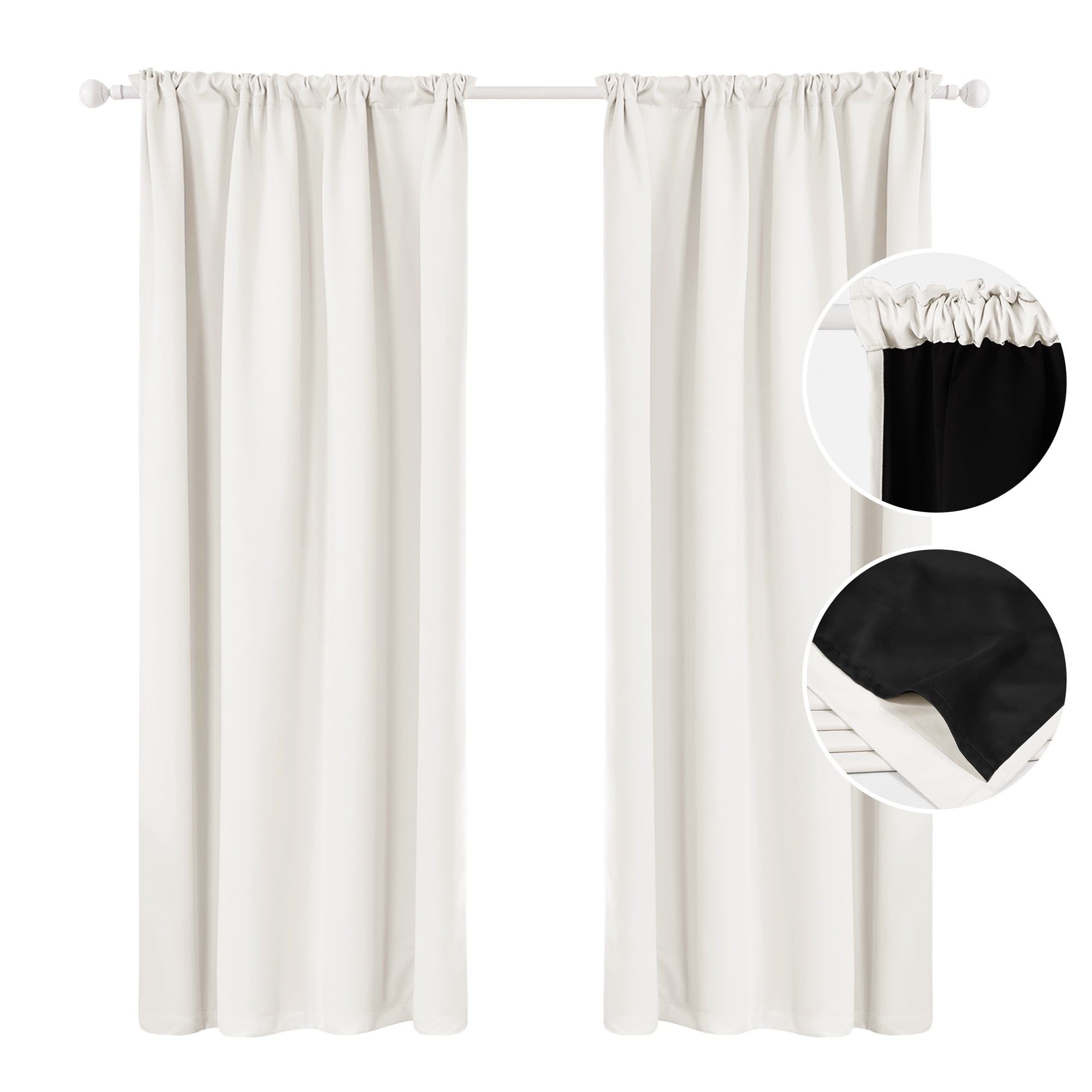ZOPZO 100% Blackout Curtains, 52W x 84L Inch, Thermal Insulated, Cream, Drapes for Bedroom and Living Room, Set of 2 Panels
