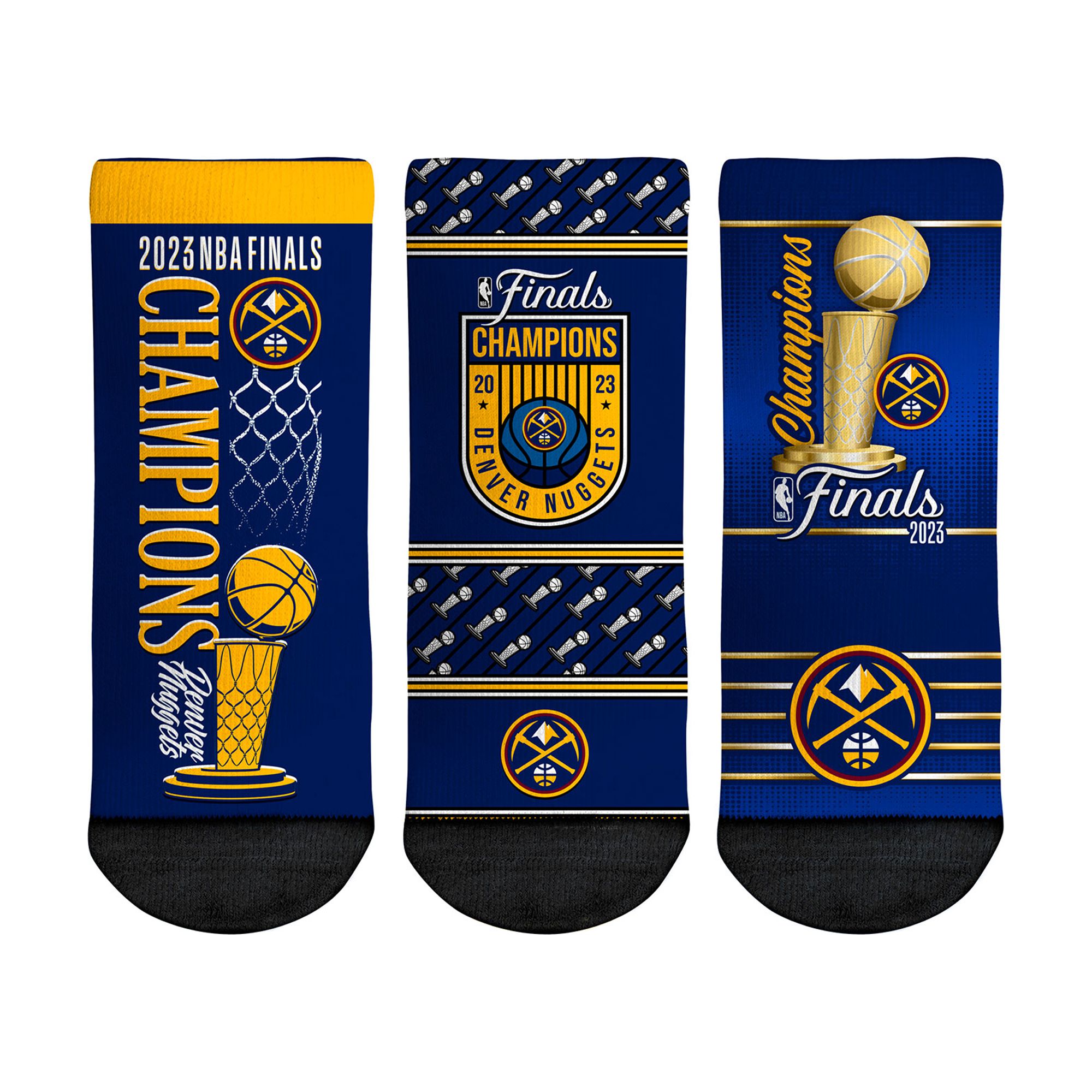 Toddler Rock Em Socks Navy Denver Nuggets 2023 NBA Finals Champions ThreePack Crew Socks Set