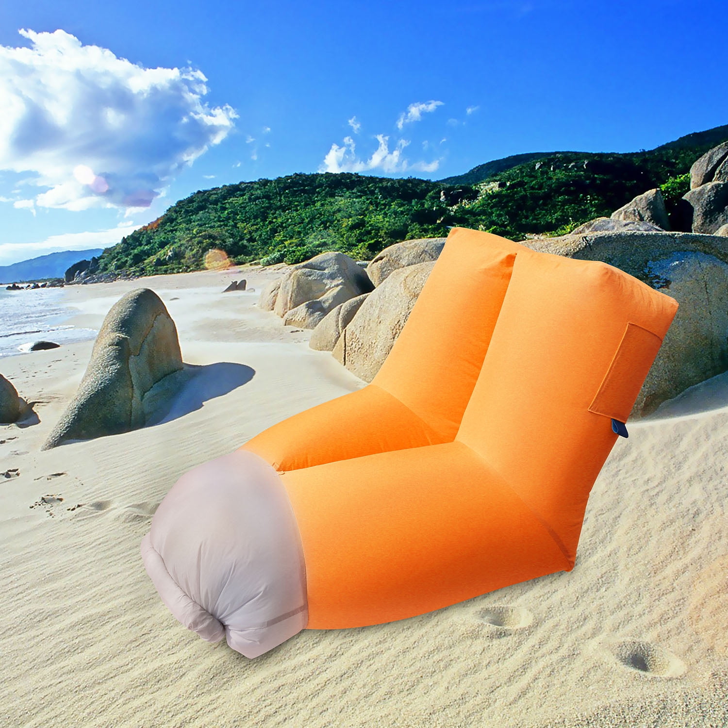 iMounTEK Portable Inflatable Chair with Carrier Bag, Beach Chair Blow Up Chair Indoor Outdoor, Orange