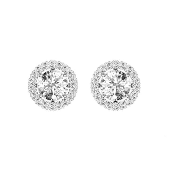 Harry Chad Enterprises 64783 Sparkling Round Cut 3.90 CT Diamond Ladies Stud Halo Earrings