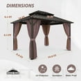 thumbnail image 5 of EAGLE PEAK 12x10 Outdoor Aluminum Frame Hardtop Gazebo with Galvanized & Powder Coated Steel Double Roof, Includes Netting and Curtains, for Garden, Patio, Deck and Lawn, 5 of 7