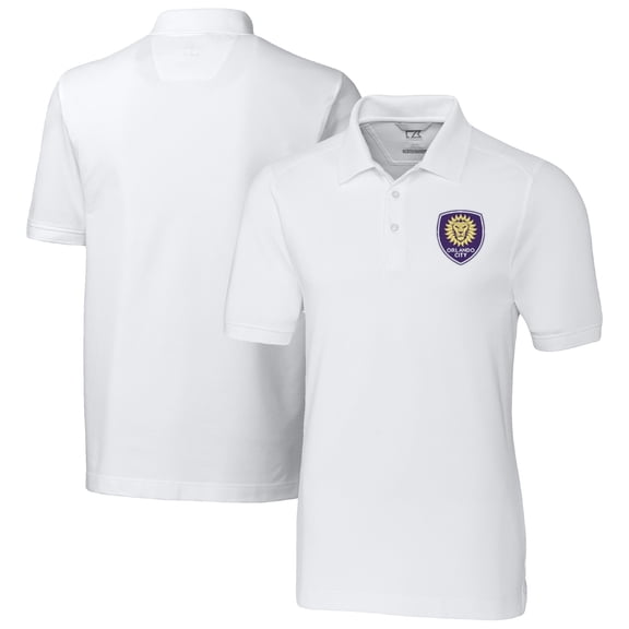 Men's Cutter & Buck  White Orlando City SC Advantage Eco Tri-Blend Pique Polo