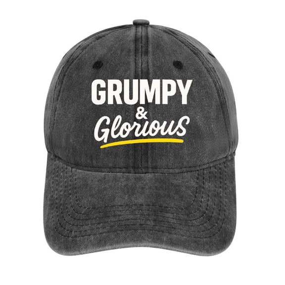 Grumpy Old Charcoal Cotton Baseball Cap Dad Hat – Washed Adjustable Hat for Men Women