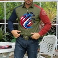 thumbnail image 3 of Men 250th Anniversary Shirt American Flag Printed Button Down Collared T-Shirts Fashion Long Sleeve Patriotic Tee, 3 of 4