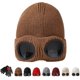 thumbnail image 1 of Gorro unisex con diseño de lente de color sólido, gorro de esquí de punto de invierno 2025 con anteojos integradas, para hombres y mujeres, Café, Talla única, 1 of 3