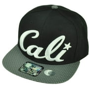 Cali California Gray Diamond Pattern Flat Bill Black Gray Hat Cap Snapback White Logo
