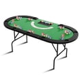 thumbnail image 3 of Oval Poker Table with 9 Cup Holders, Casino Leisure Table for 10 Players, Blackjack Gaming Table with Water-Resistant Cushioned Rail, 3 of 11