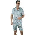 thumbnail image 3 of Men's Silk Pajama Set | Silky Satin | Short Sleeve Top and Shorts | Button Pajama Set, 3 of 7