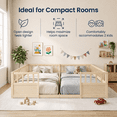 thumbnail image 2 of Miniyam Double Twin Size Floor Bed, Wood Kids Bed with Guardrails, Natural, 2 of 7