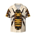 thumbnail image 2 of Lsque Honey Bee print Men's Cuban Collar Short Sleeve Shirt Summer Beachwear Casual Button Down Fashionable Vacation Leisure Shirt-XX-Large, 2 of 7