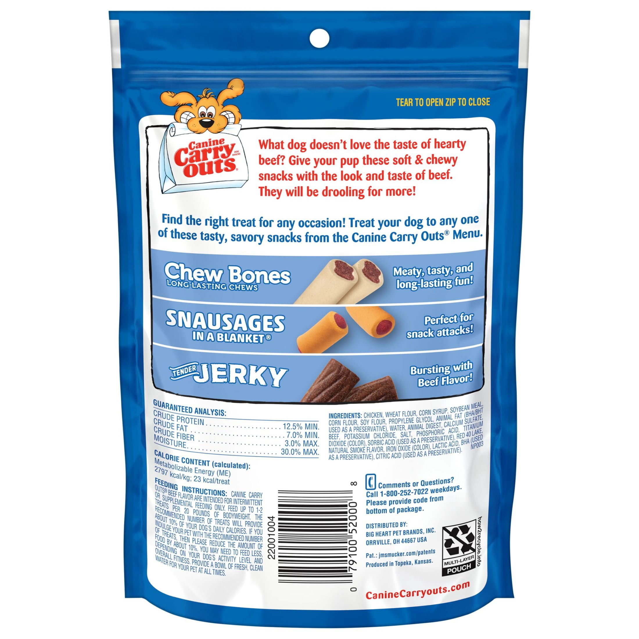 (24 pack) Canine Carry Outs Beef Flavor Dog Treats, 4.5 oz Bag